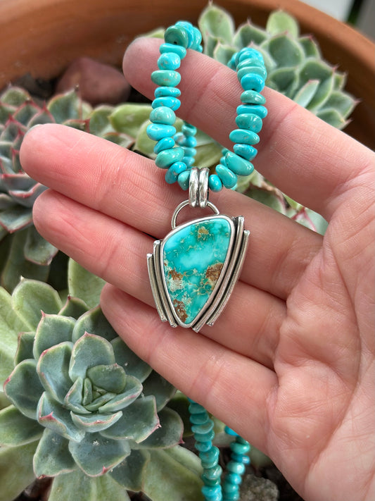 Fox Turquoise Art Deco Pendant in Blue v1