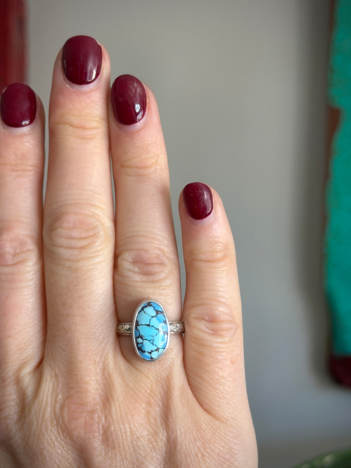 Golden Hills Turquoise Fleur Ring size 7.75