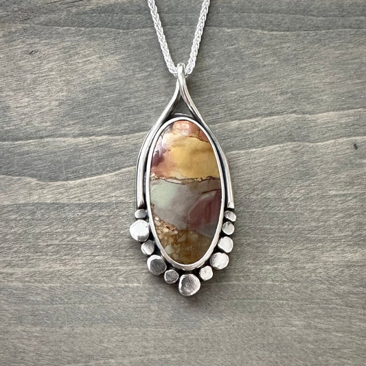 Mescalero Jasper Oval Stepping Stone Wishbone Pendant