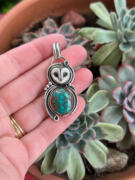 Pilot Mountain Turquoise Laura Mears Owl Pendant