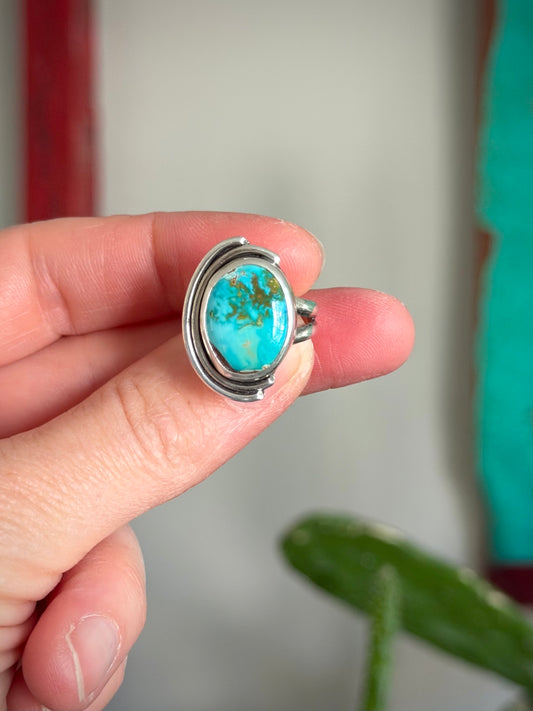 Thunderbird Turquoise Art Deco Ring size 7.5
