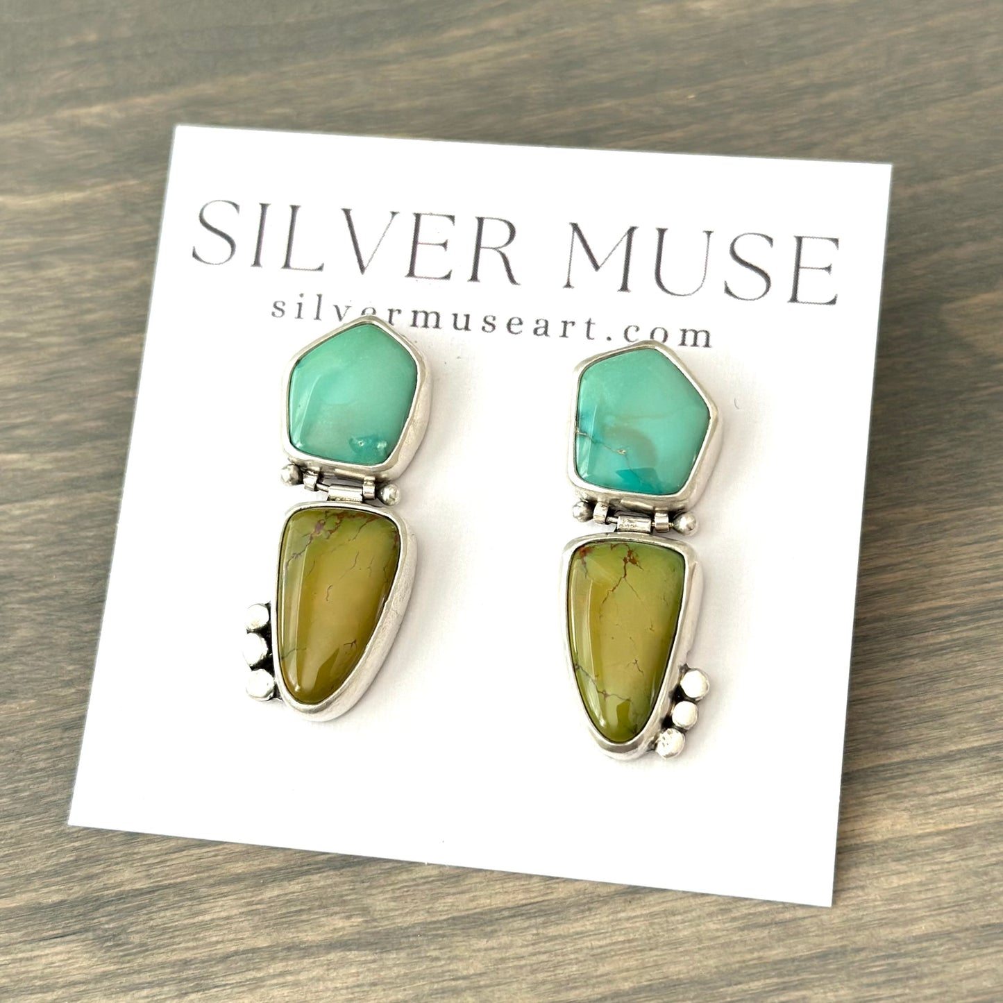 80s Night Emerald Valley Turquoise Hinge Stud Earrings