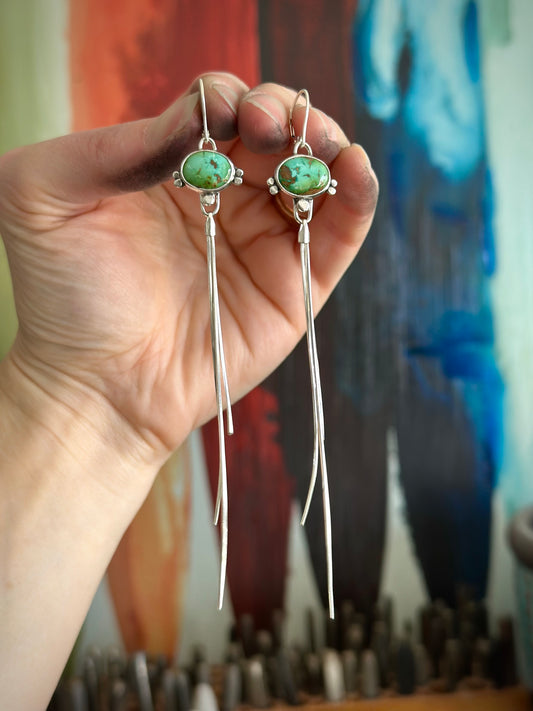 Sonoran Turquoise Fringe Earrings in Green v2