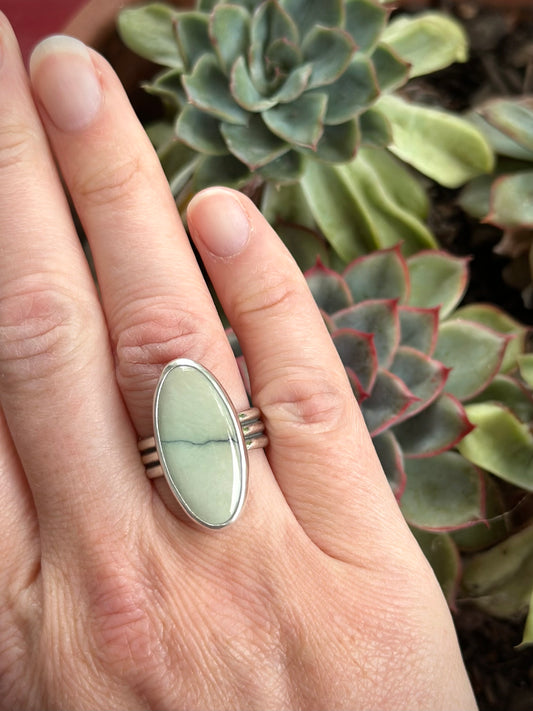 Ivory Desert Bloom Variscite Ring size 7.25