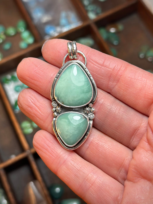 Double Desert Bloom Variscite Totem Necklace