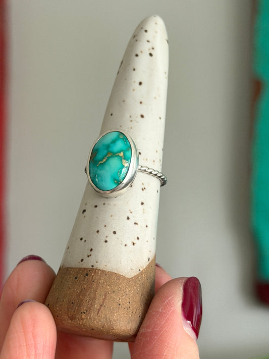 Sonoran Nugget Turquoise Twist Ring size 8