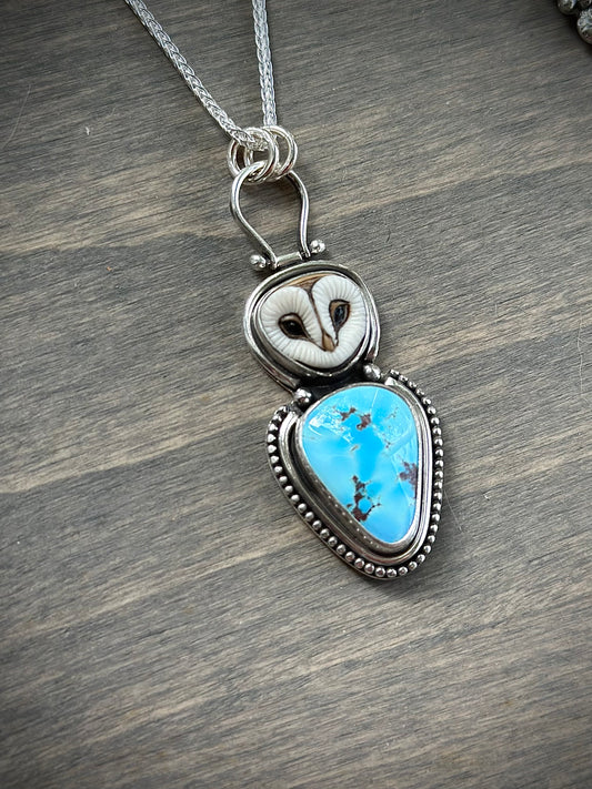 Golden Hills Turquoise + Laura Mears Owl Face Pendant