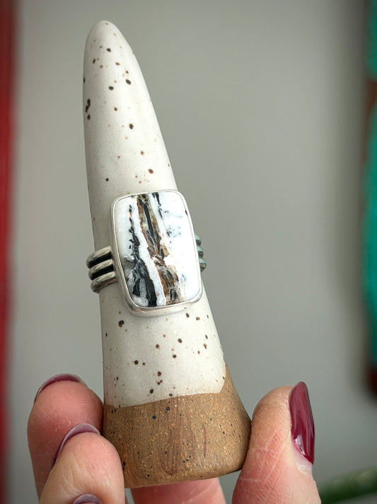 White Buffalo Rectangle Ring size 9