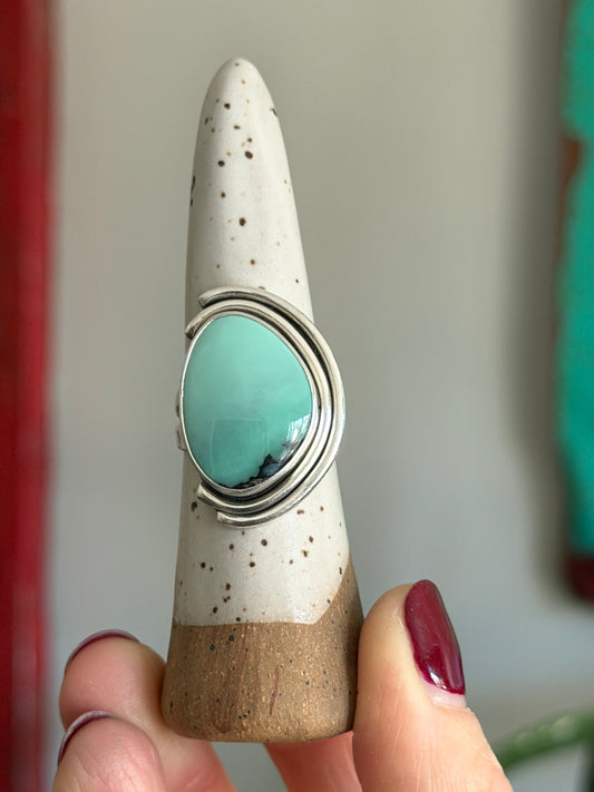 Desert Bloom Variscite Art Deco Ring size 8.75
