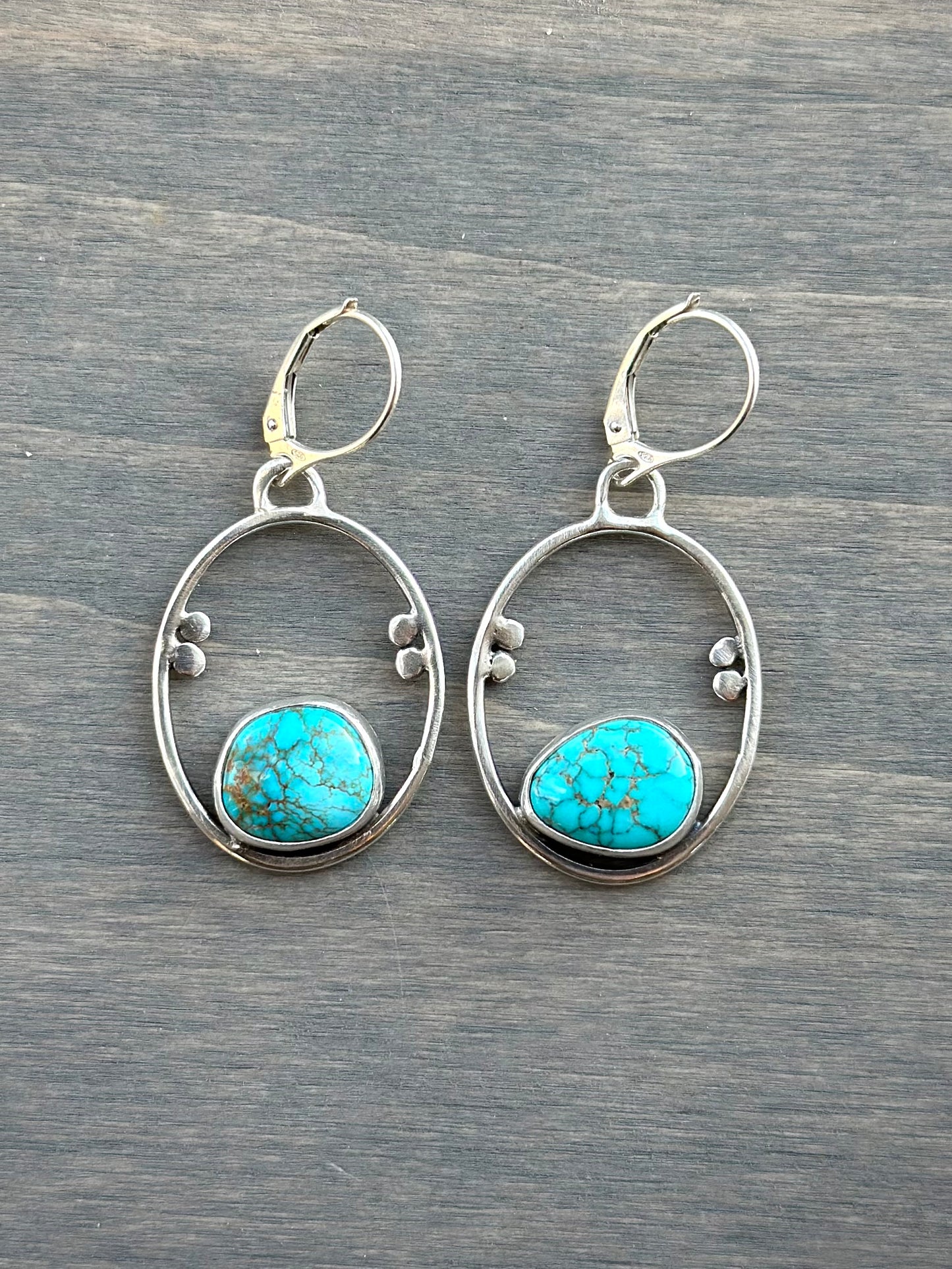 Sierra Bella Turquoise Oval Hoop Earrings in Blue