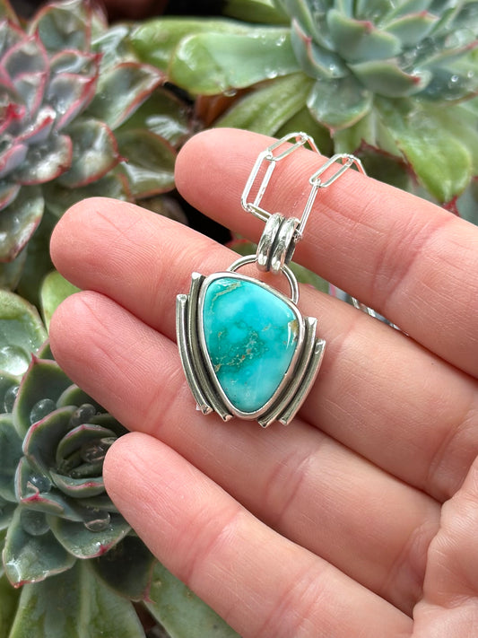 Fox Turquoise Art Deco Pendant in Blue v3