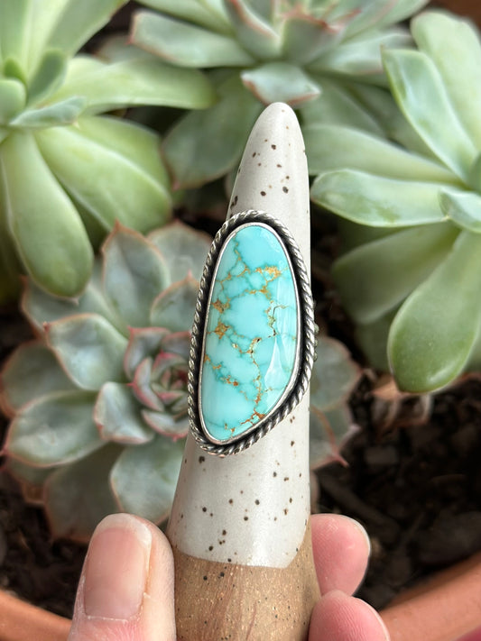 Royston Turquoise Twisted Ring in size 6-3/4