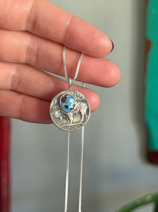 Buffalo Nickel Golden Hills Turquoise Necklace 1925