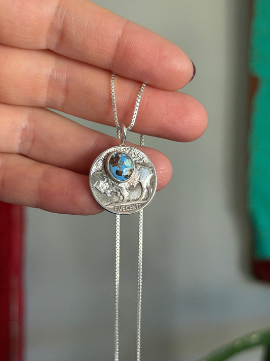 Buffalo Nickel Golden Hills Turquoise Necklace 1925