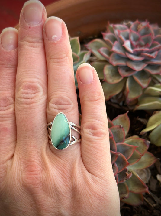 Desert Bloom Variscite Open Band Ring size 7