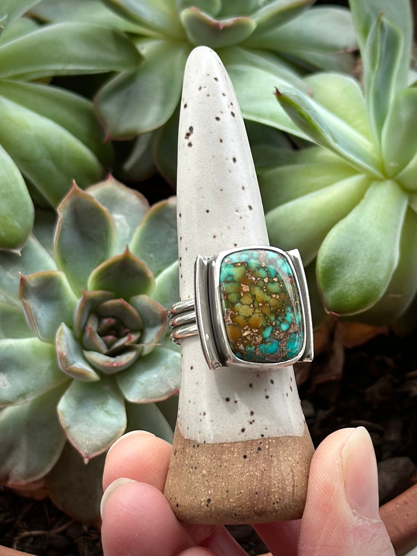 Catalina Turquoise Framed Ring in size 10