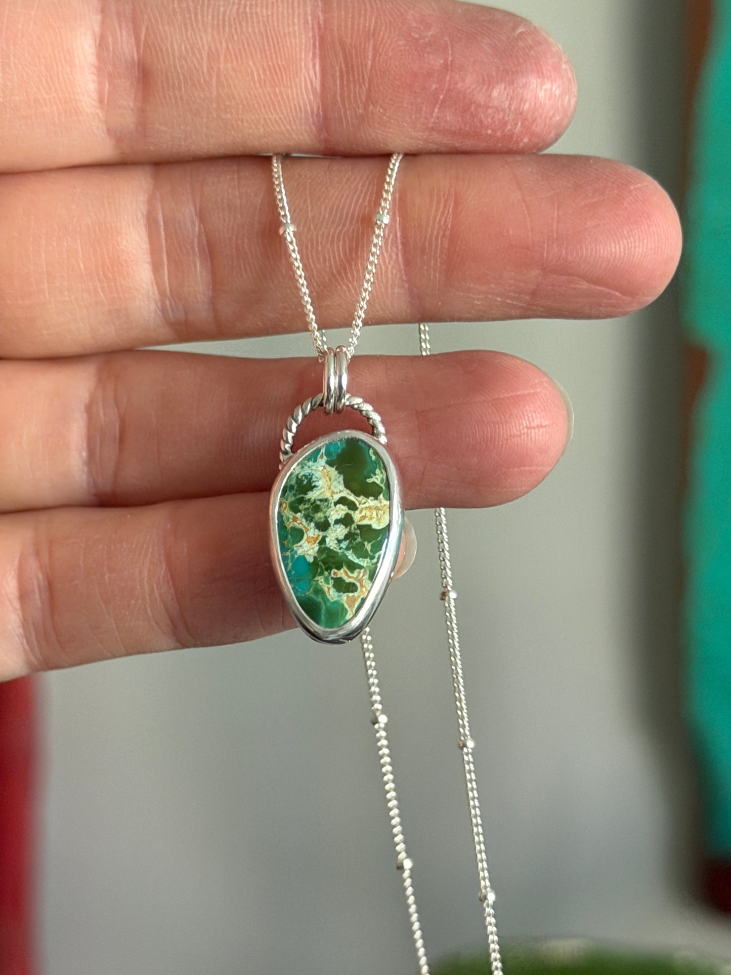 Royston Royal Blue Turquoise Twist Necklace in Green