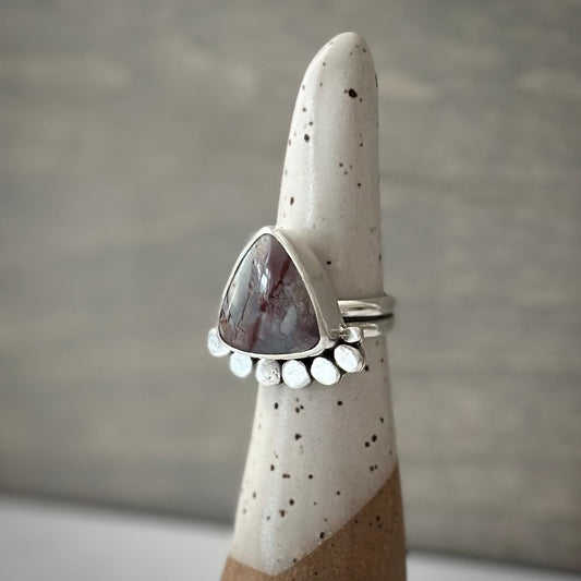 Mescalero Jasper Trillion Stepping Stone Ring size 6-3/4