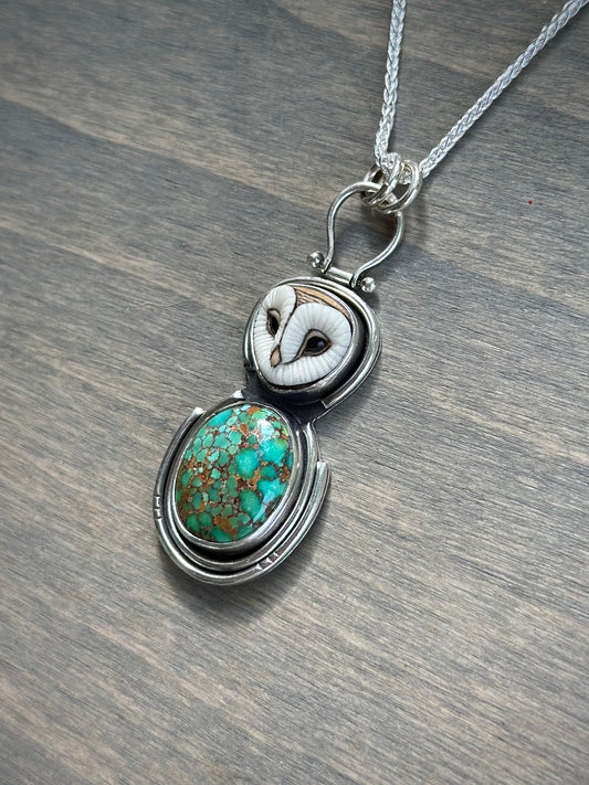 Catalina Turquoise + Laura Mears Owl Face Pendant