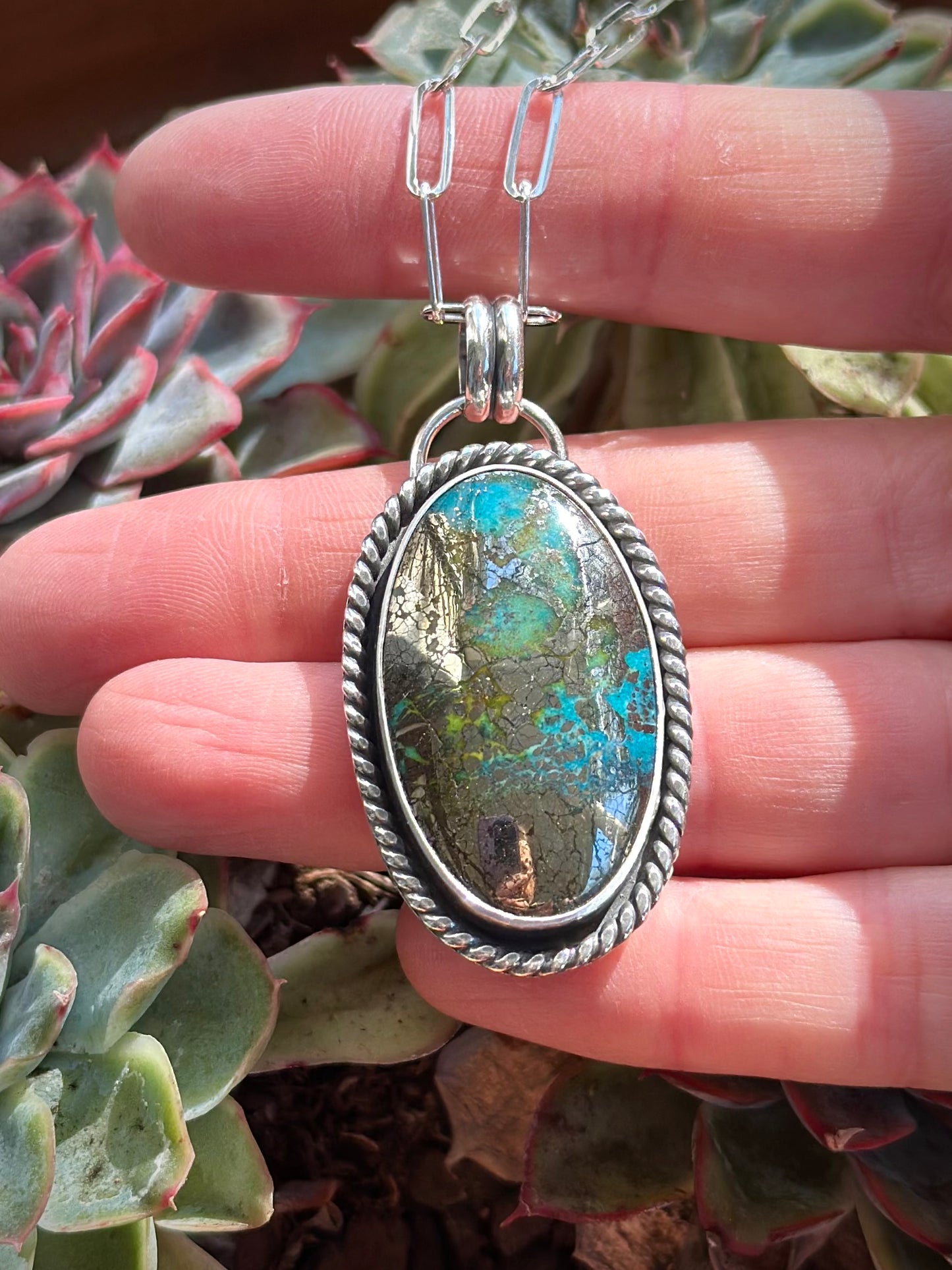 Morenci 2 Turquoise Chunky Twist Pendant