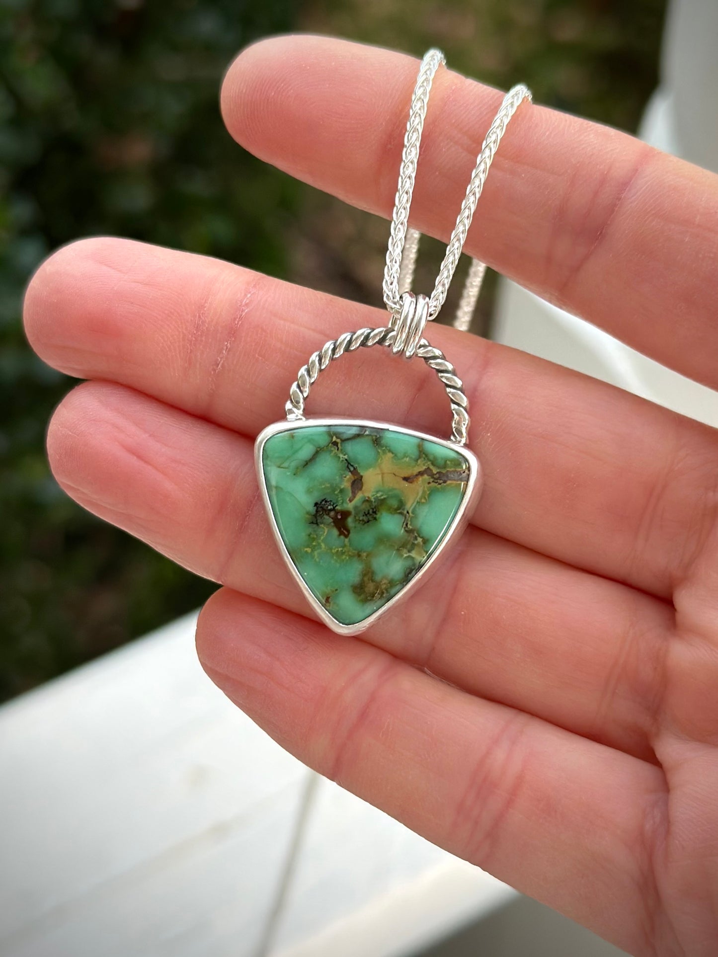 Snowville Variscite Trillion Pendant