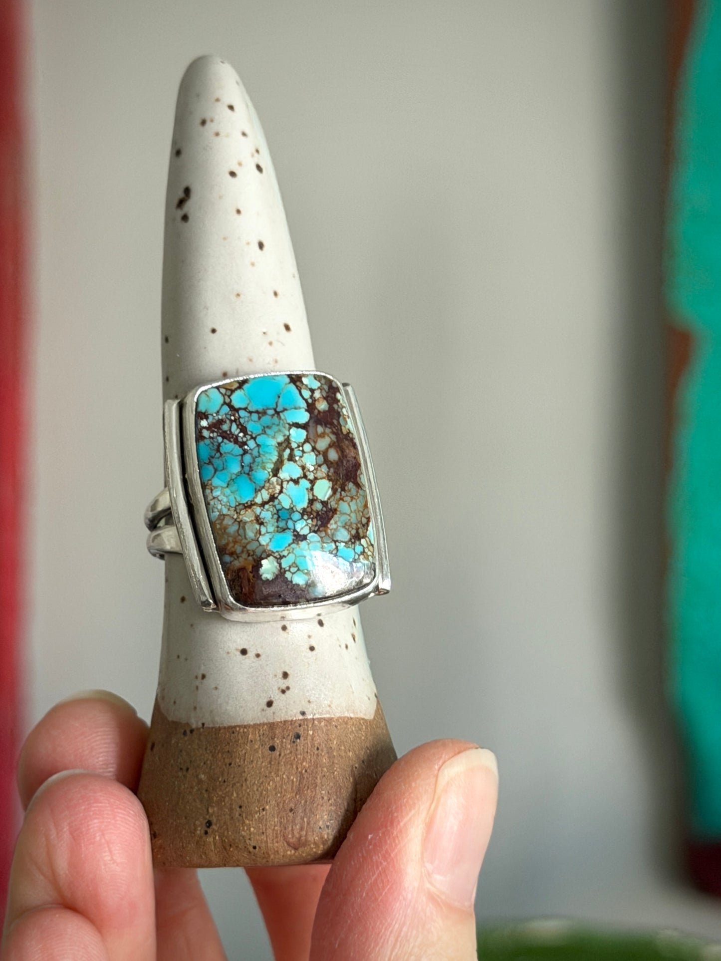 Golden Hills Turquoise Art Deco Ring in size 9.5