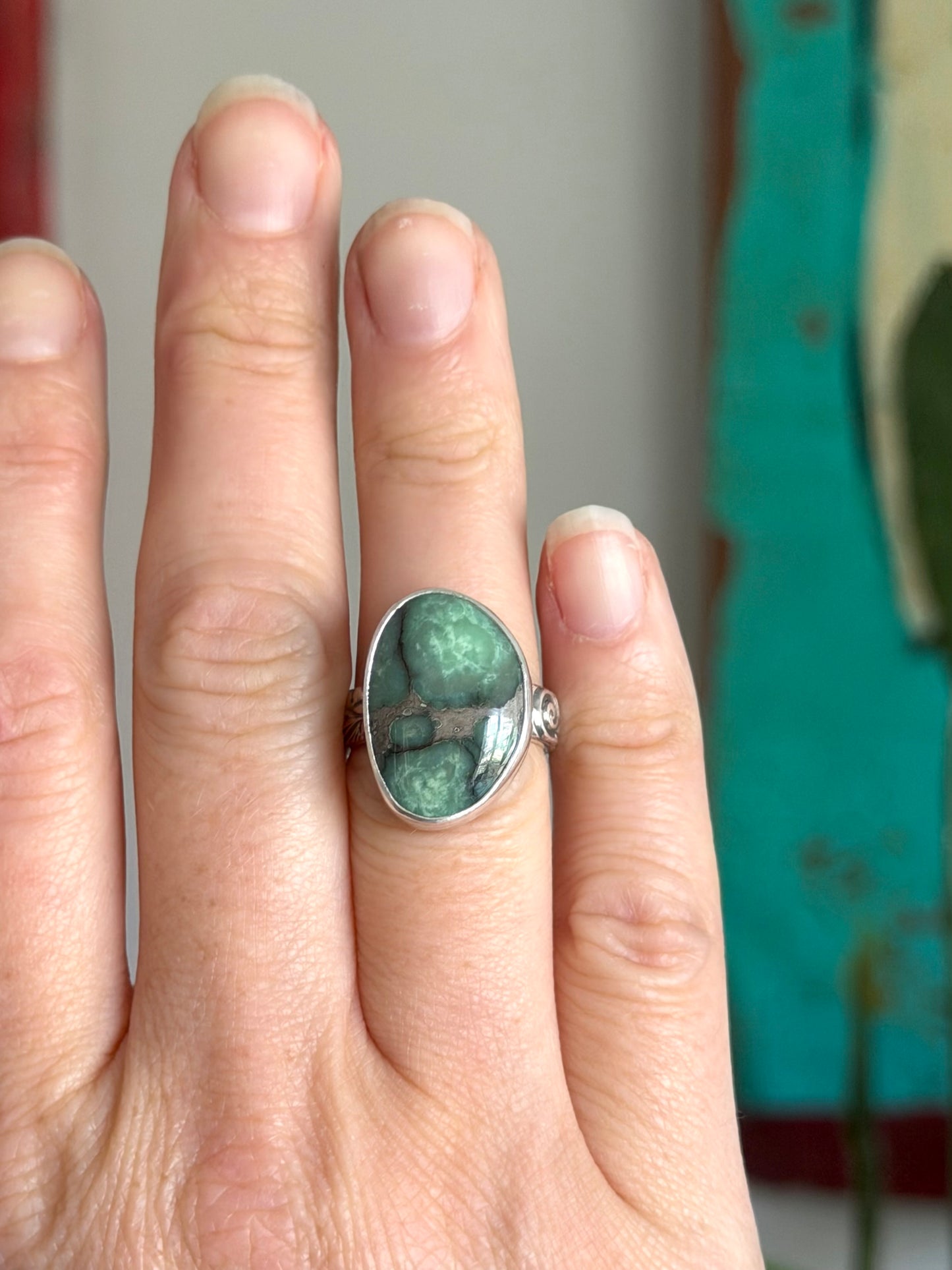 Desert Bloom Variscite Olive Ring size 6.25