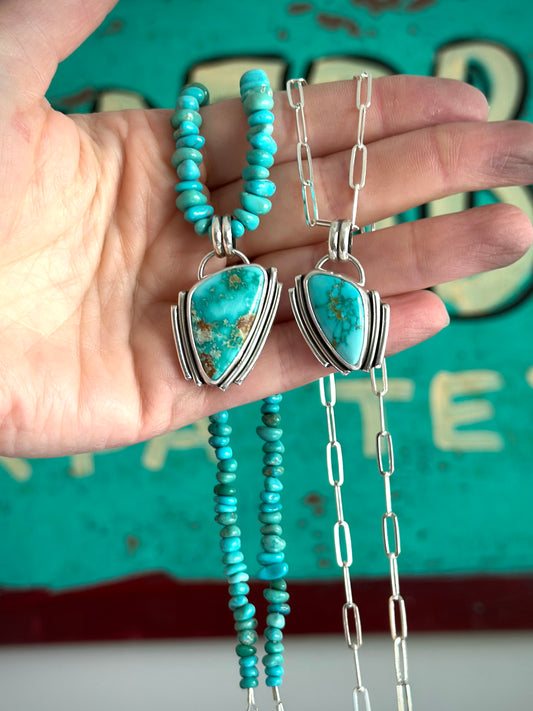 Fox Turquoise Art Deco Pendant in Blue v2