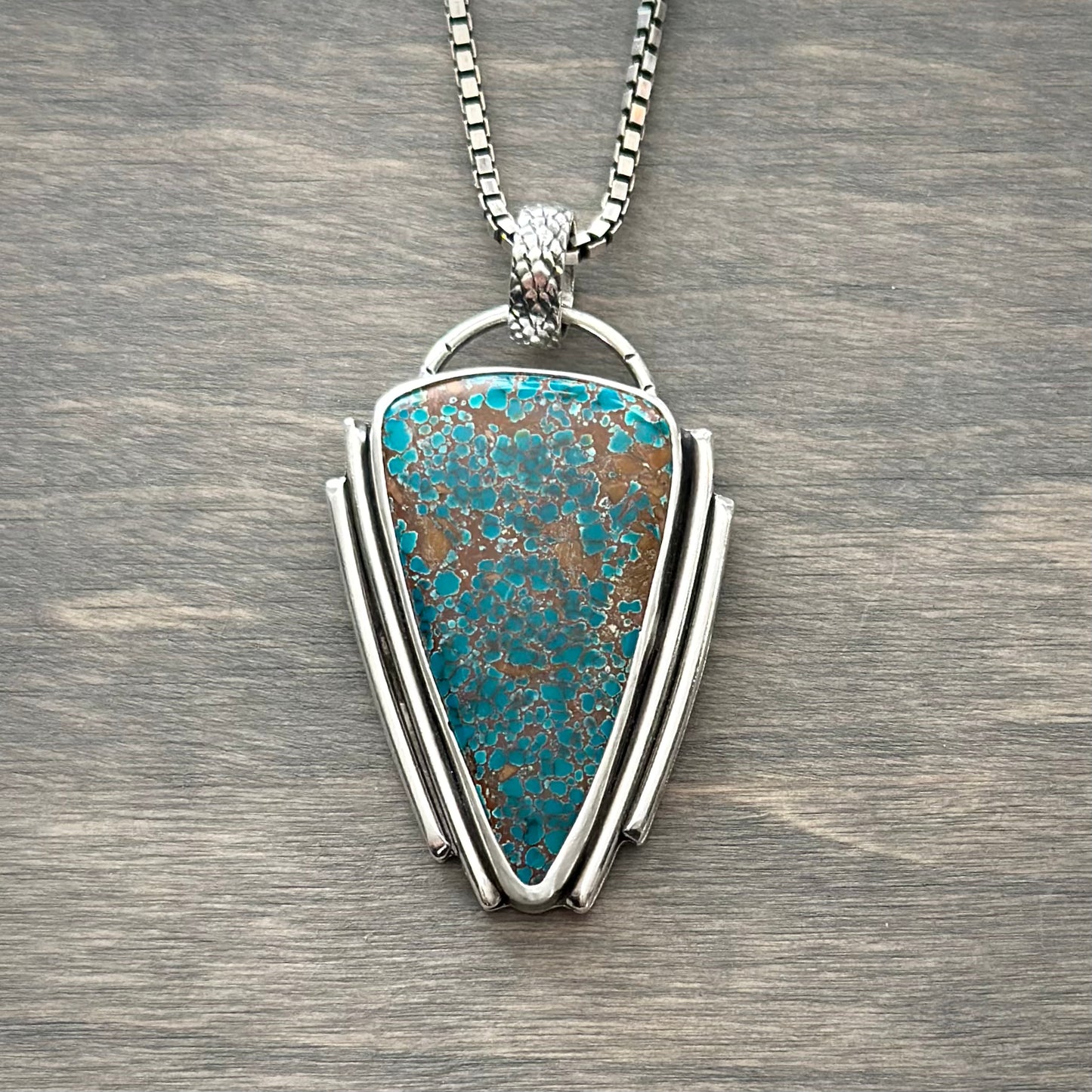 Royston Turquoise Art Deco Pendant in Blue