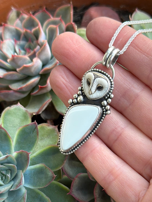 Emerald Basin Variscite + Laura Mears Owl Face Pendant