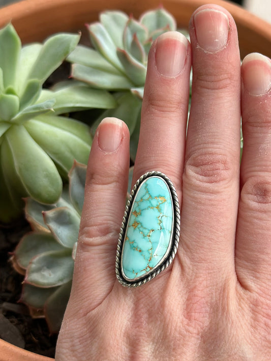 Royston Turquoise Twisted Ring in size 6-3/4