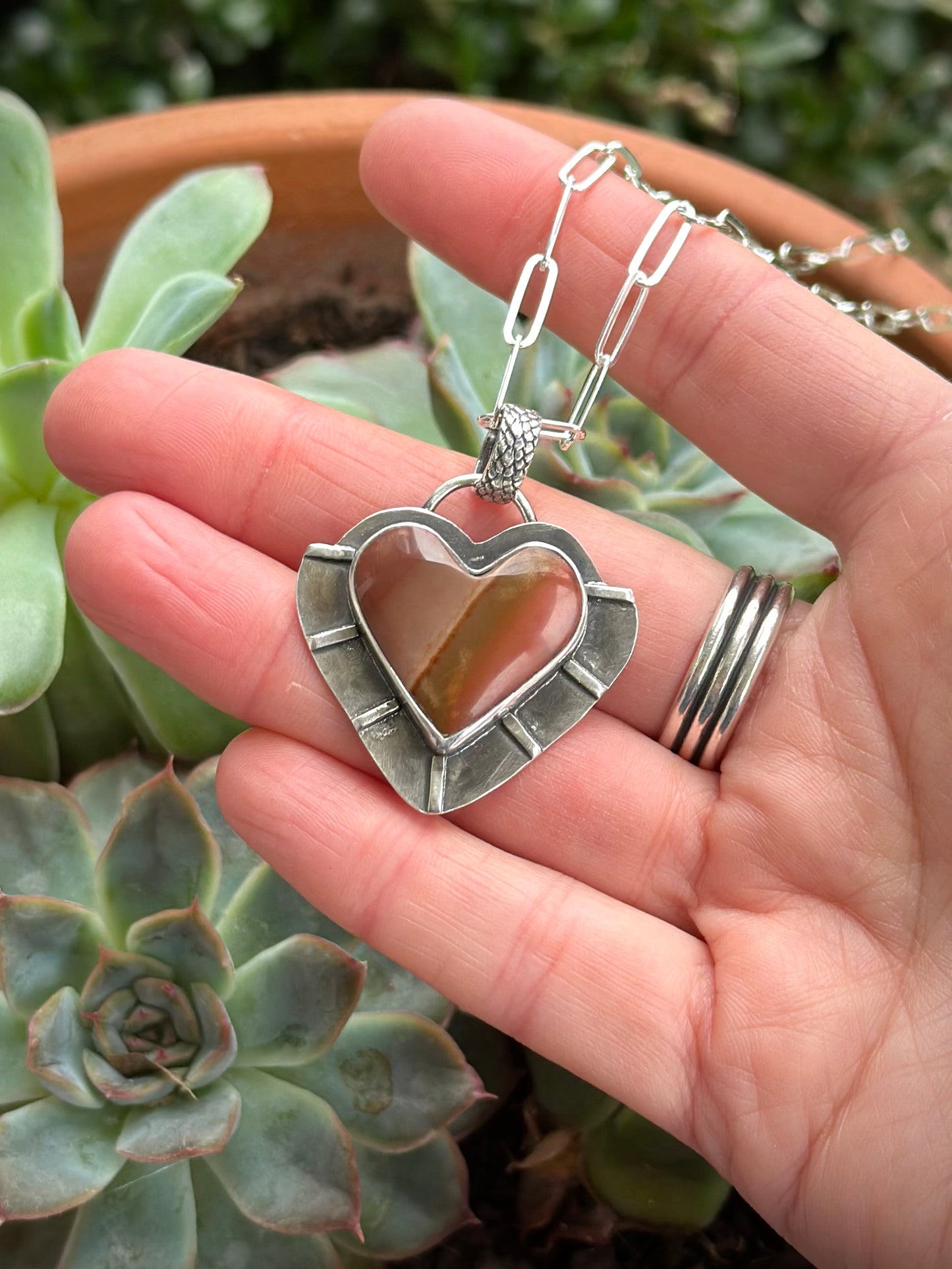 Polychrome Jasper Radiant Heart Pendant in Red v2
