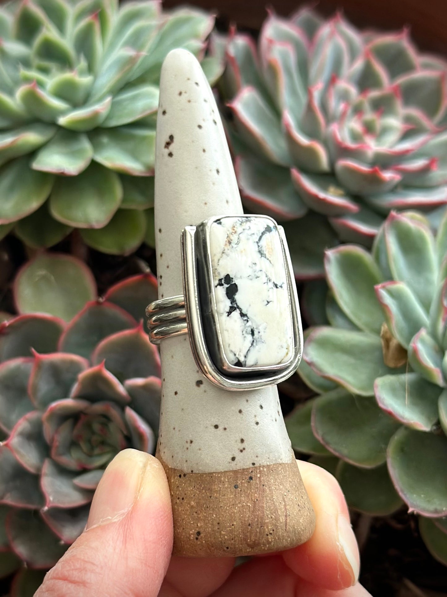 White Buffalo Art Deco Ring in size 9