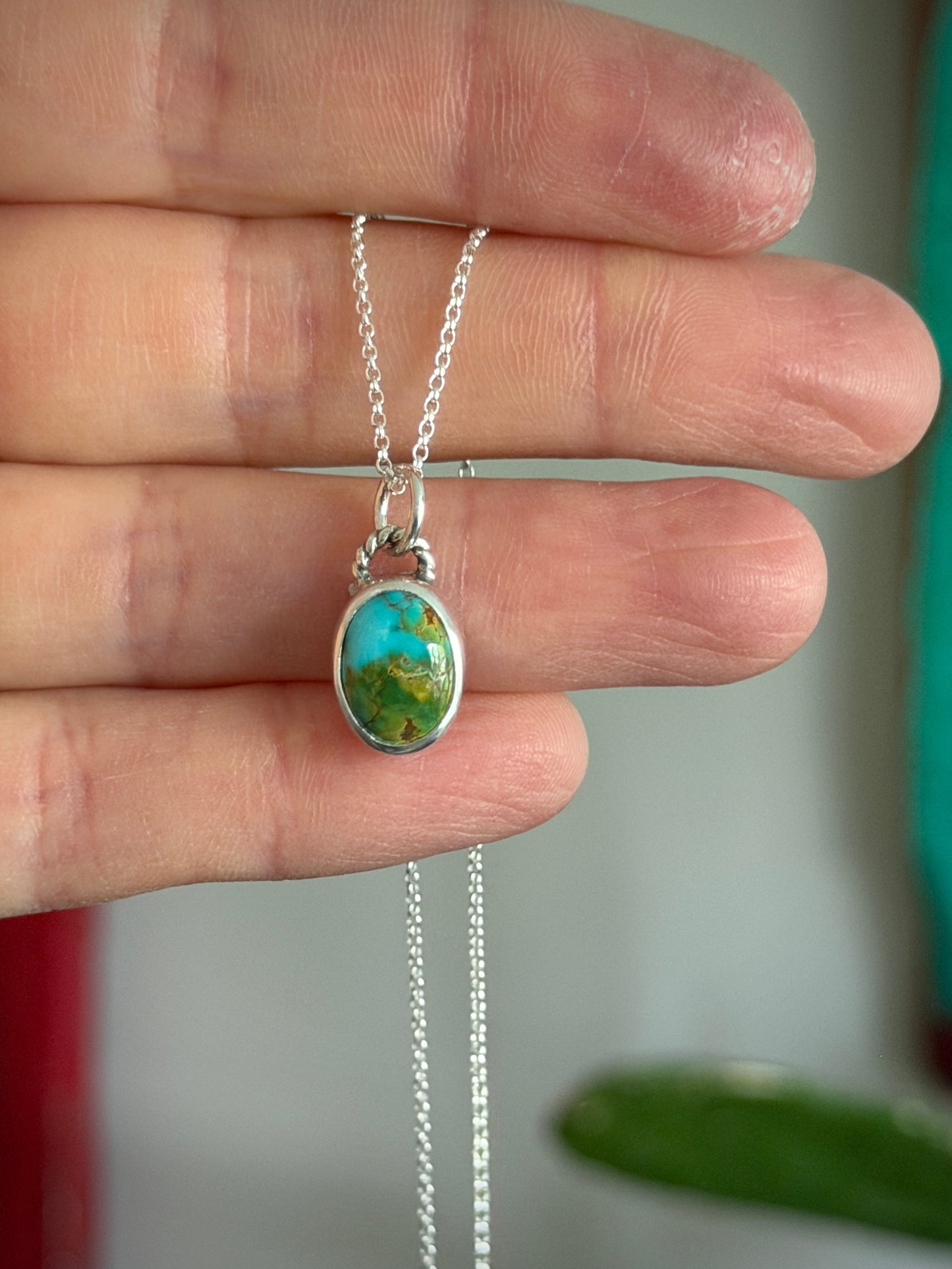 Thunderbird Turquoise Necklace in Yellow Ochre, Blue and Green