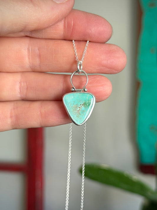 Royston Royal Blue Turquoise Triangle Necklace in Pale Blue