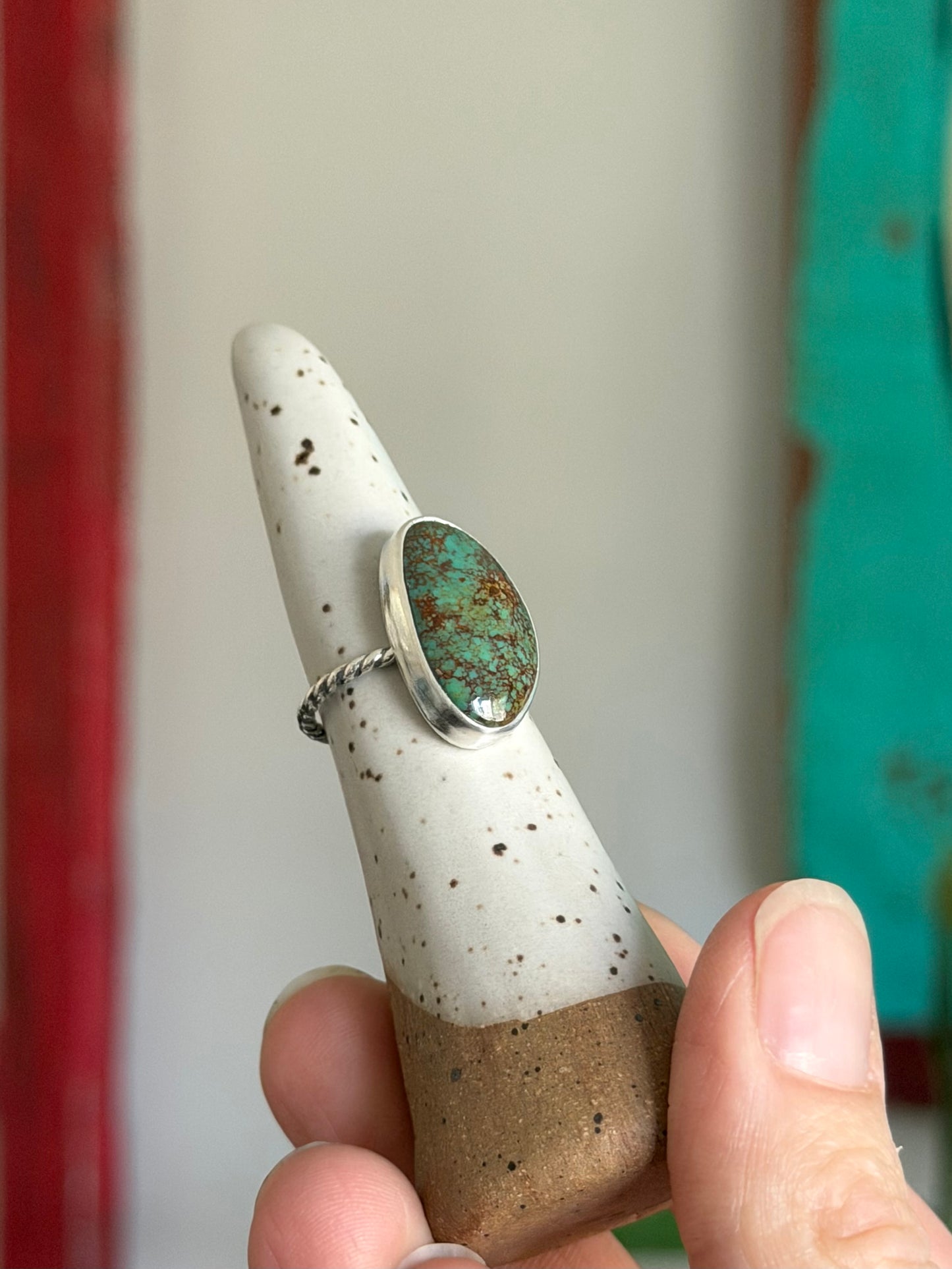 Evans Turquoise Ring Twist Band size 6.5