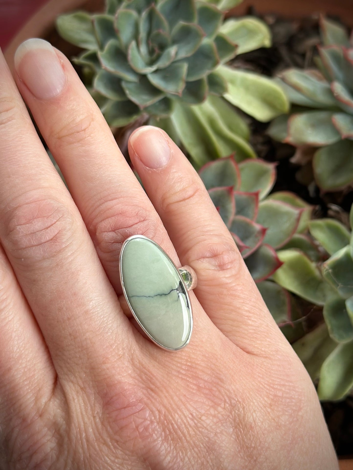Ivory Desert Bloom Variscite Ring size 7.75
