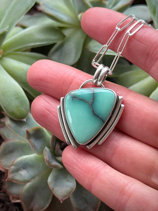 Art Deco Desert Bloom Variscite Pendant