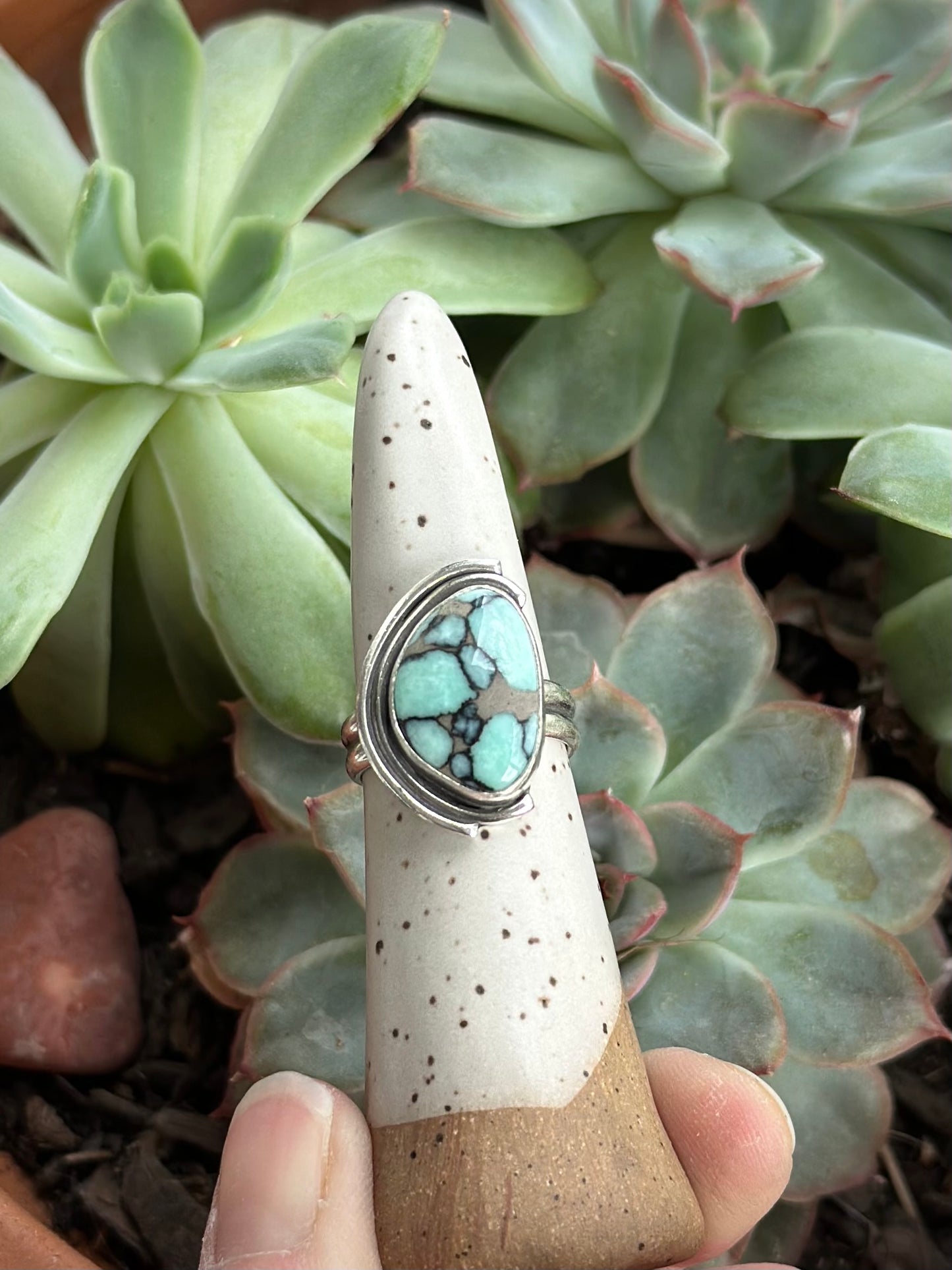 Desert Bloom Variscite Art Deco Ring in size 7