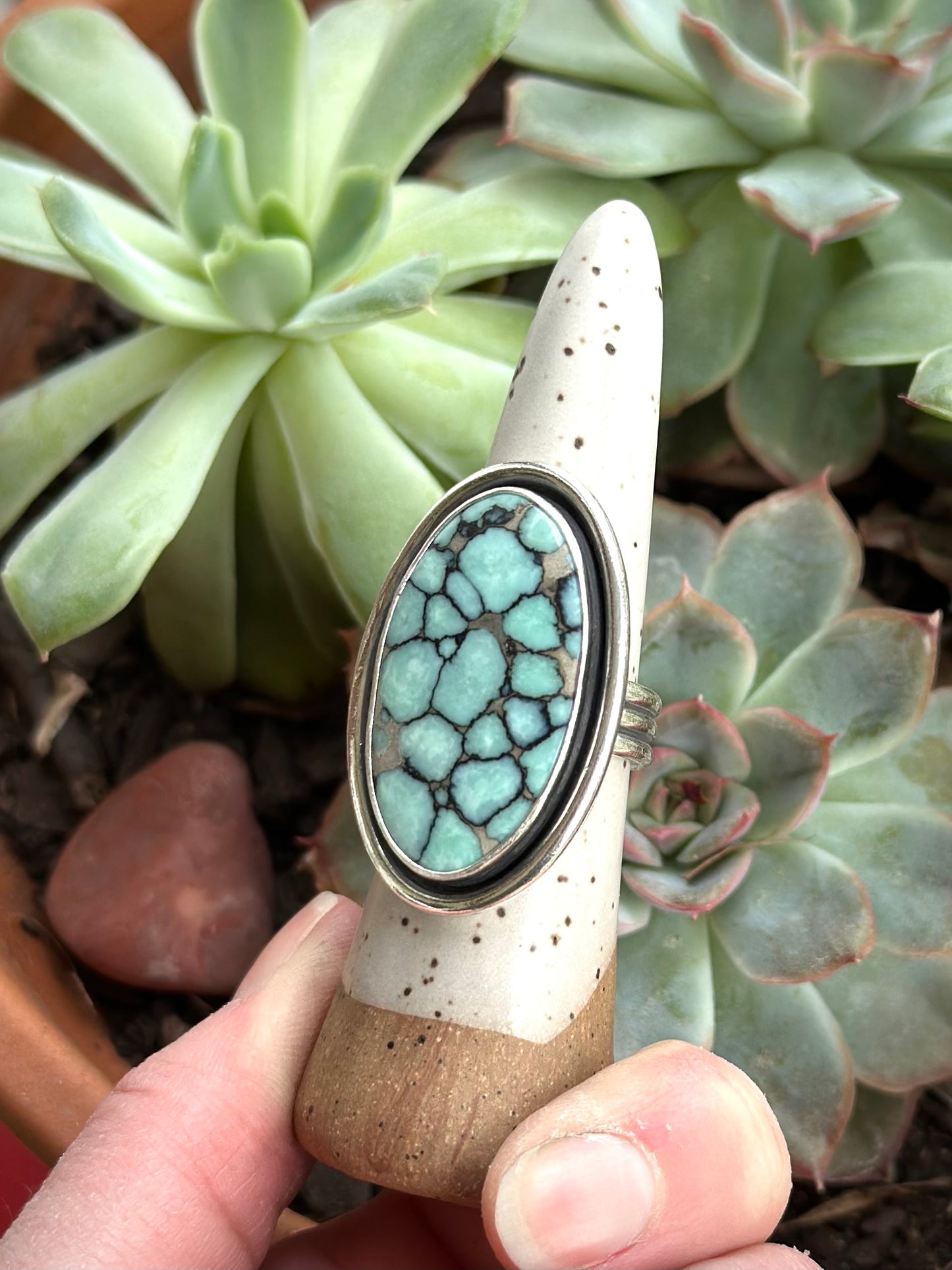 Desert Bloom Variscite Shadowbox Ring in size 9