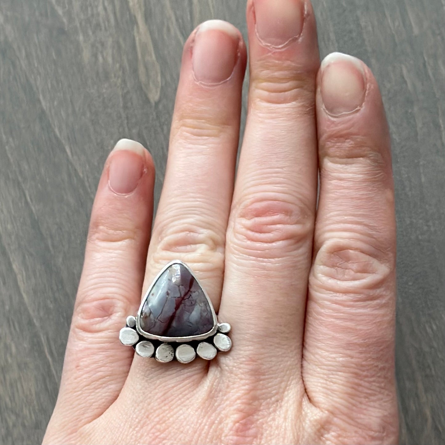 Mescalero Jasper Trillion Stepping Stone Ring size 6-3/4