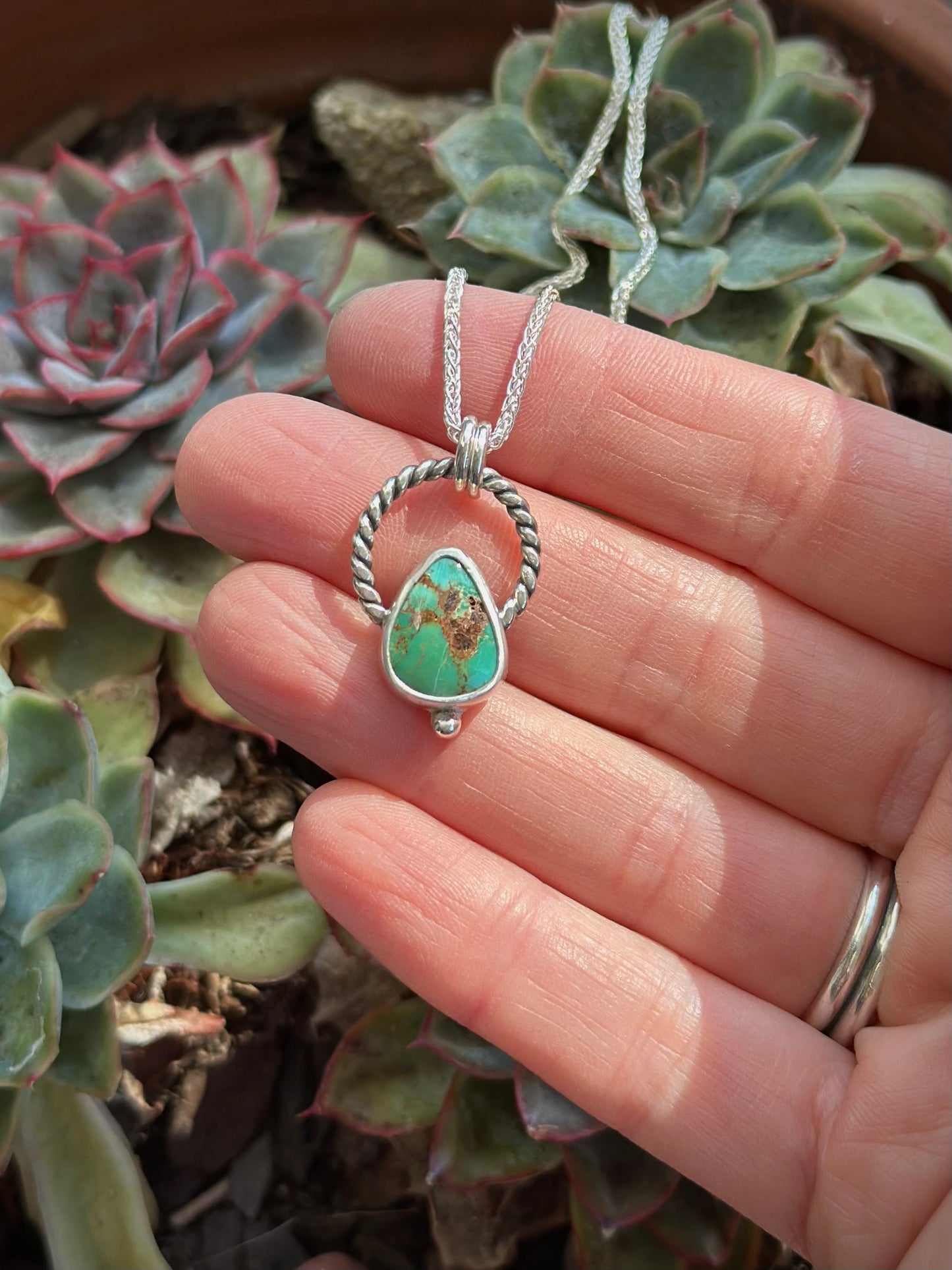 Small Chunky Twist Royston Turquoise Pendant