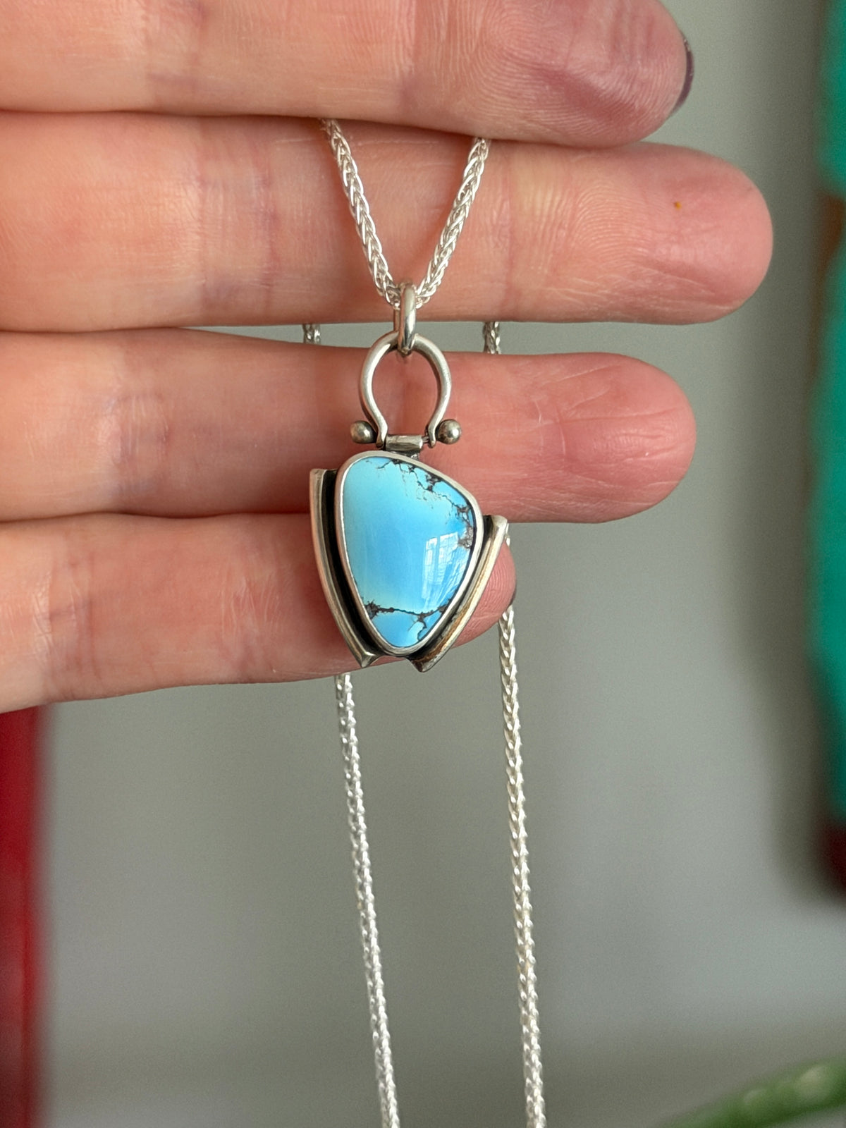 Golden Hills Turquoise Art Deco Hinge Pendant