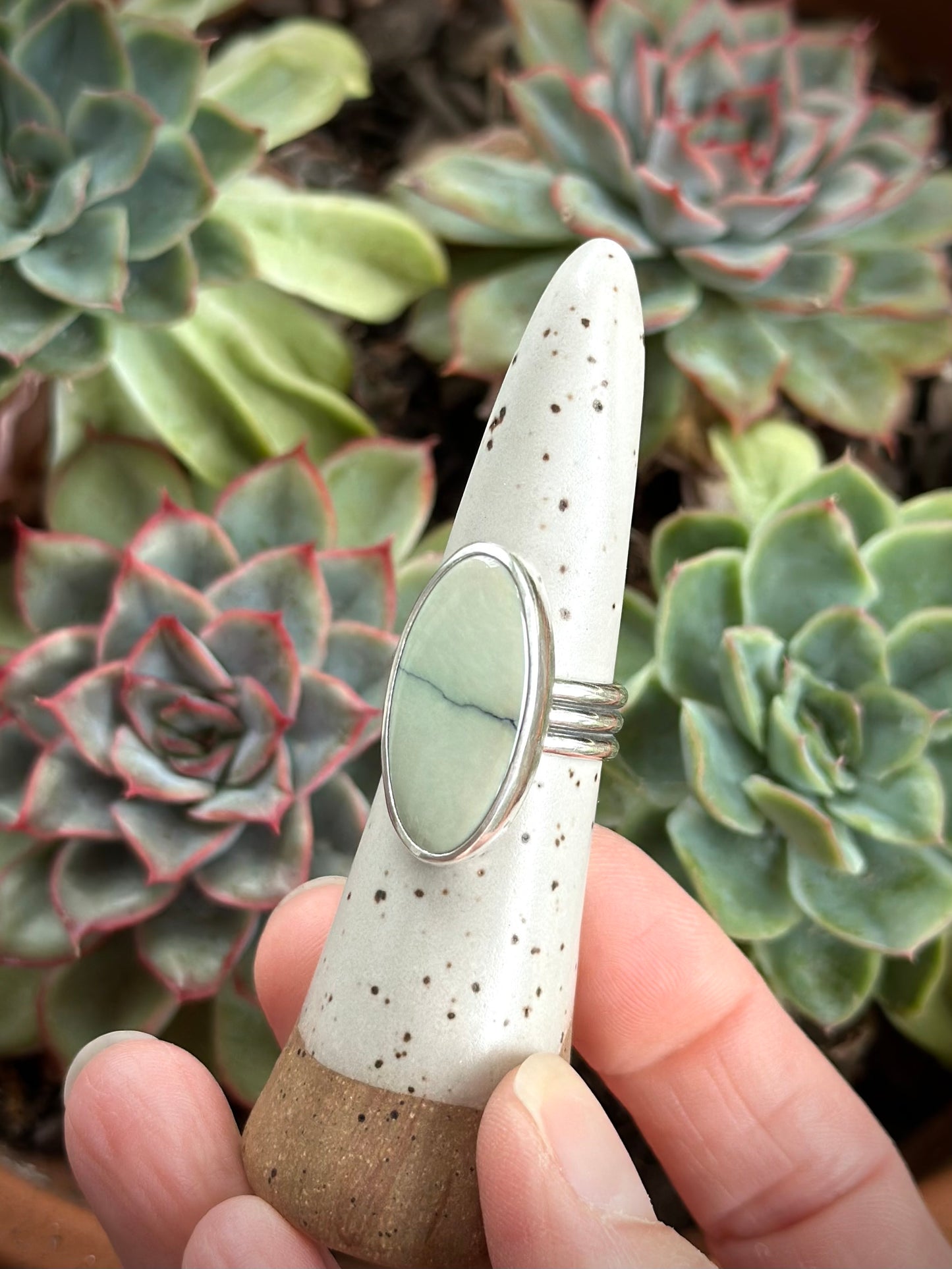 Ivory Desert Bloom Variscite Ring size 7.25