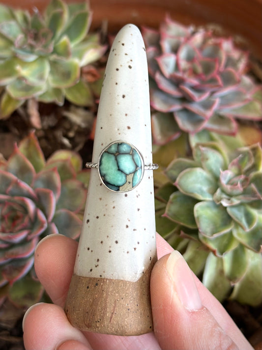 Desert Bloom Variscite Twist Stacker Ring in size 7-1/4