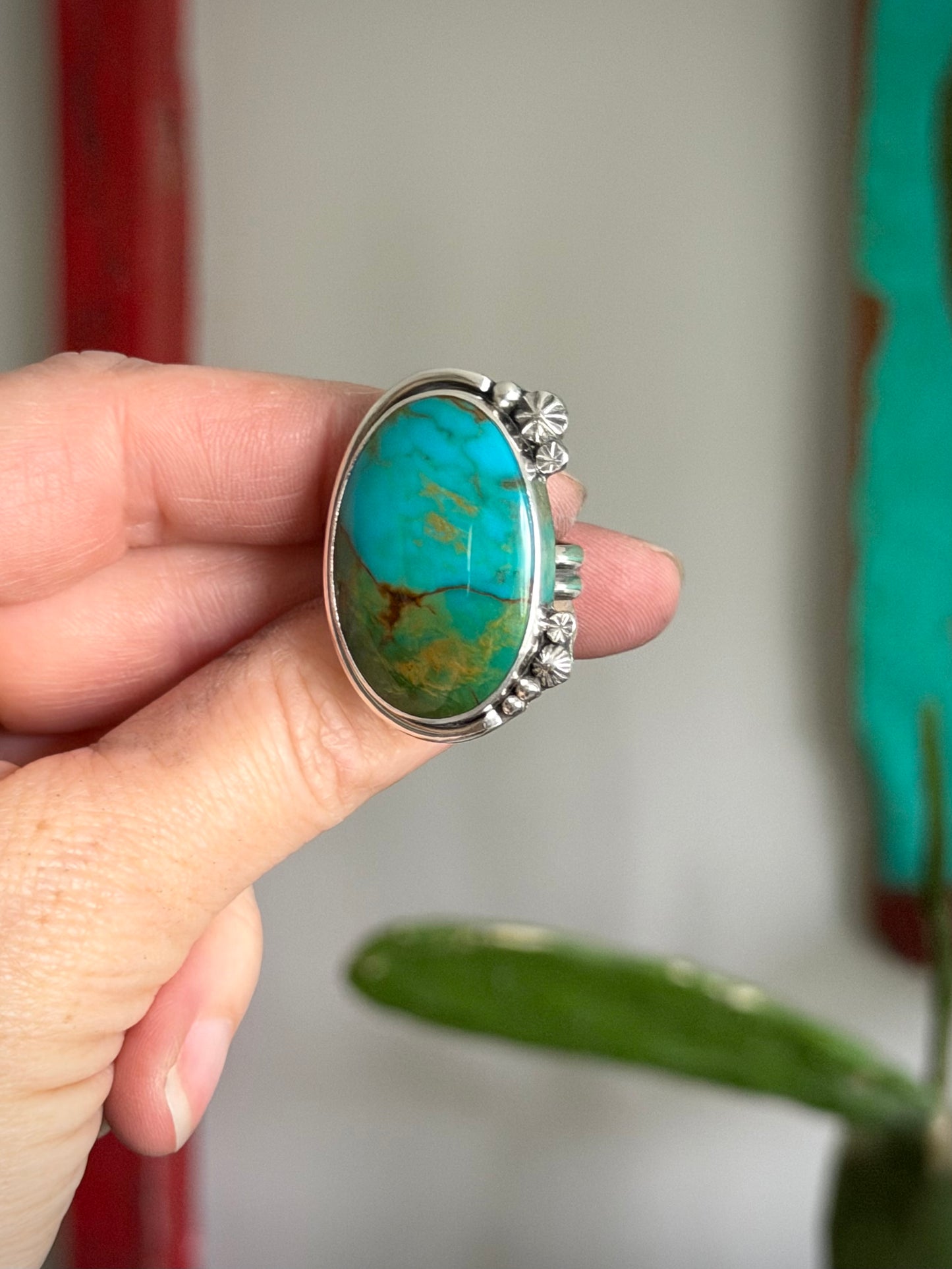 Kingman Turquoise Starry Ring in size 7