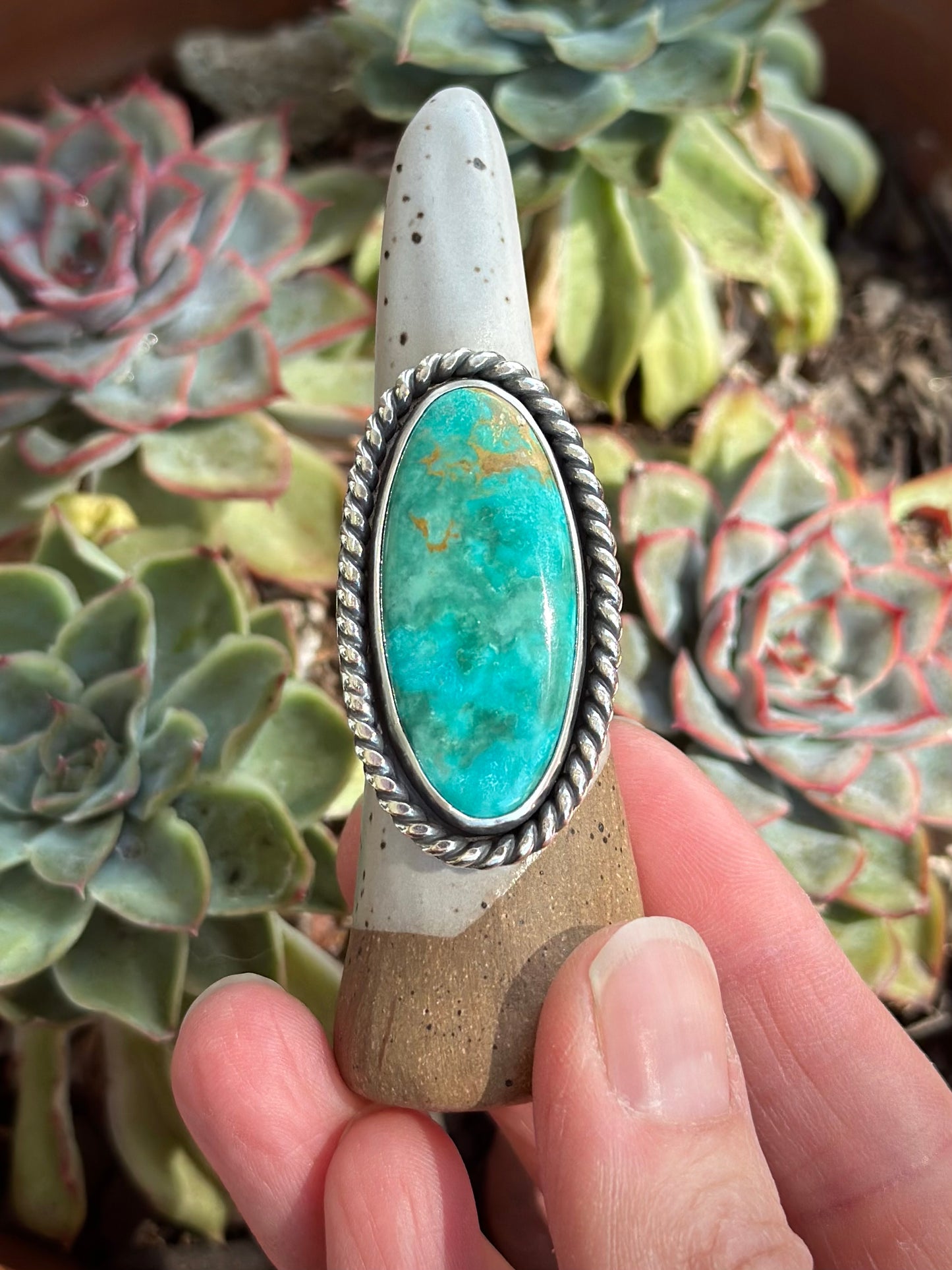 Patagonia Turquoise Twist Ring in size 8-3/4 to 9