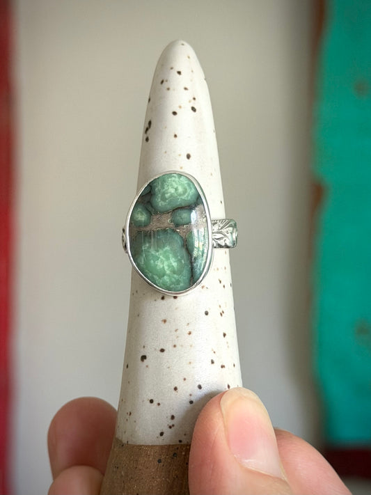 Desert Bloom Variscite Olive Ring size 6.25