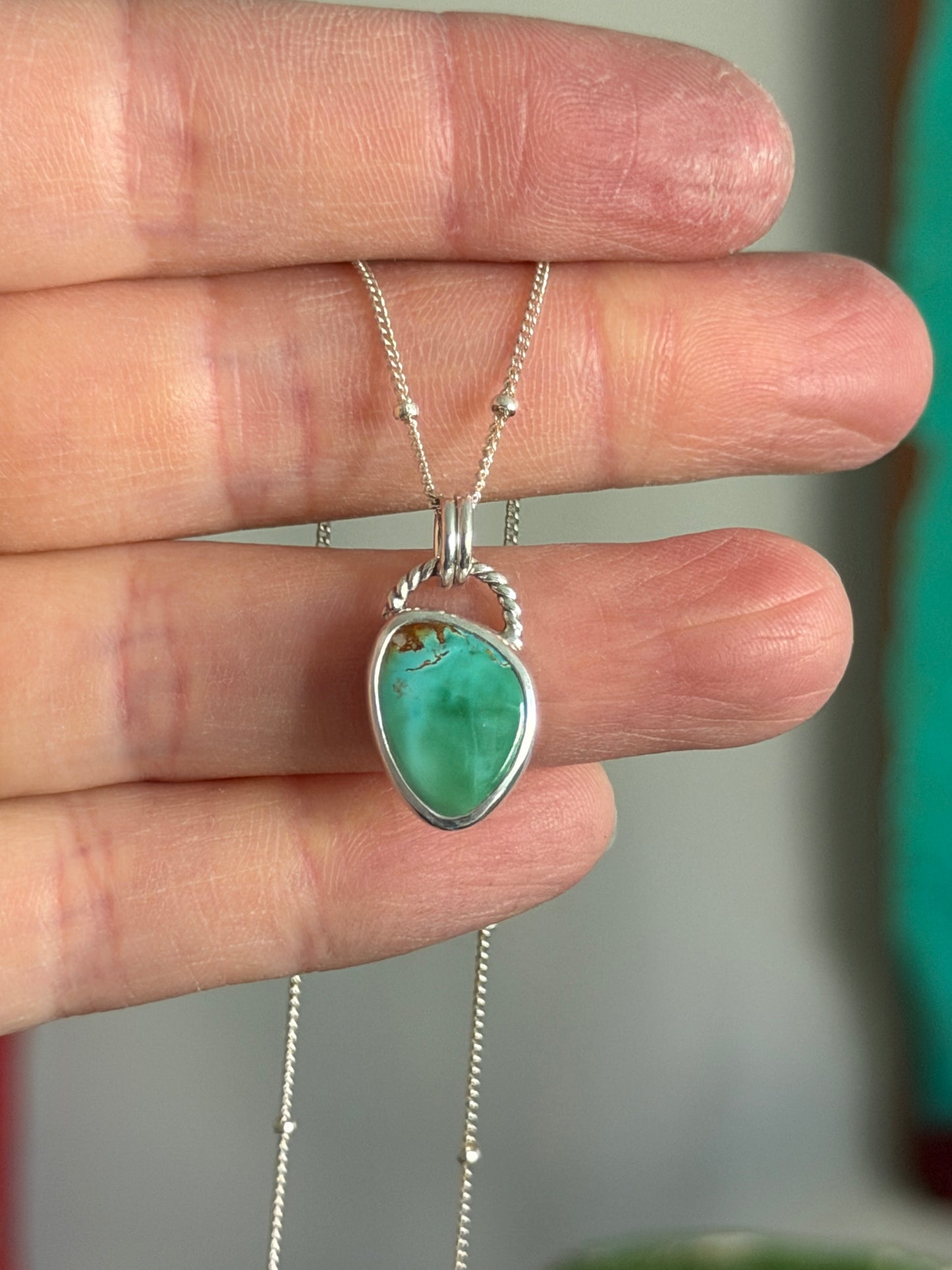 Little Royston Royal Blue Turquoise Twist Necklace in Green v2