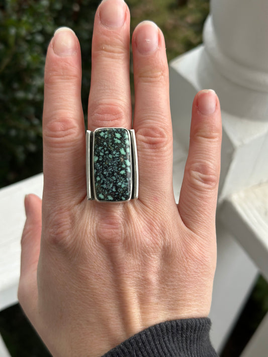 Snowville Variscite Ring in Art Deco Style size 9.5